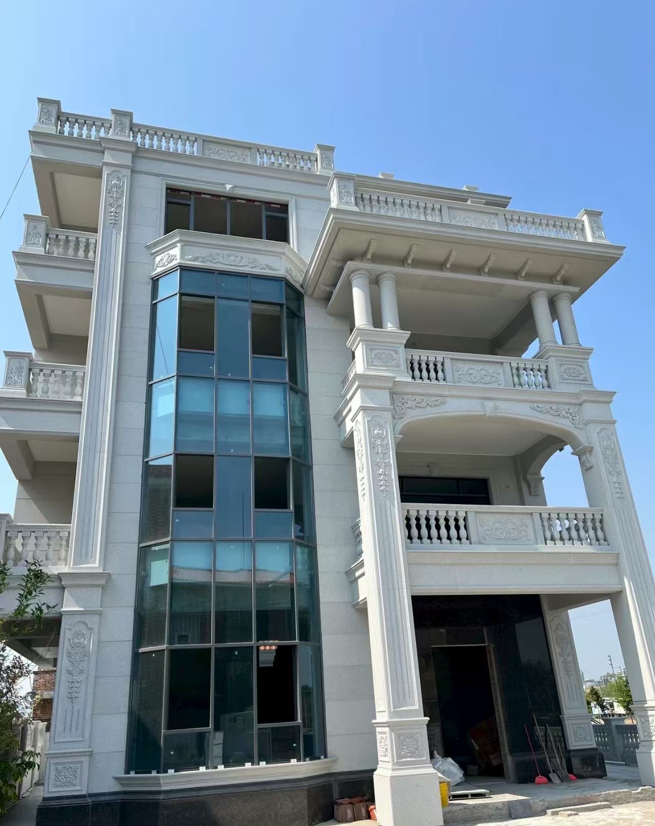 许昌 芝麻白花岗岩别墅外墙干挂效果展示