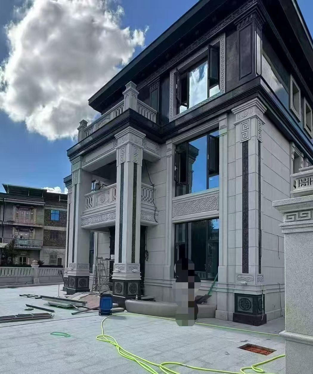 许昌 别墅干挂，芝麻白与芝麻黑完美配合